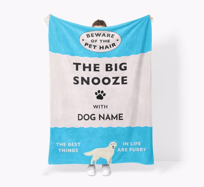 'The Big Snooze' - Personalized Sherpa Fleece Blanket with {breedFullName} Yappicon